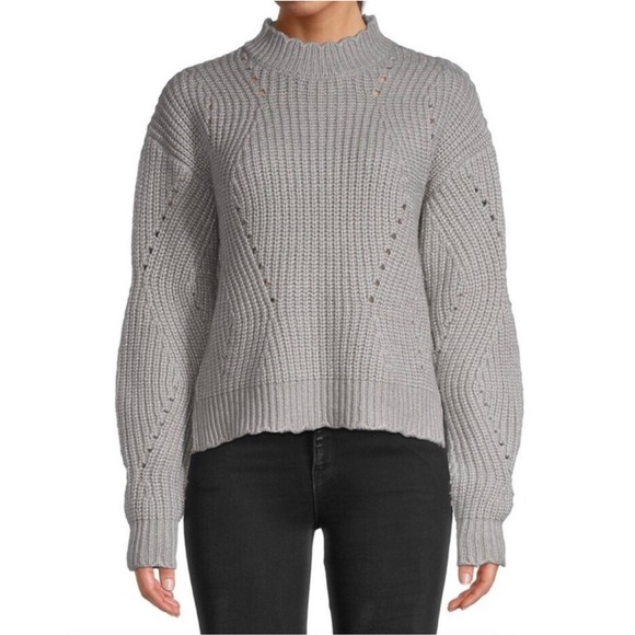 21 Main Women's Scalloped Pointelle Rib-Knit Sweater Size Large - Picture 1 of 7